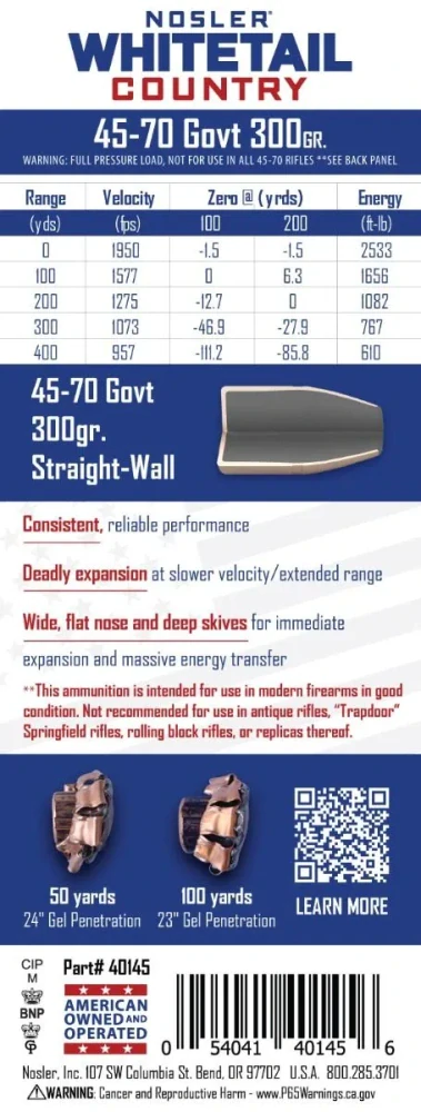 45-70 Government 300gr Straight-Wall Whitetail Country™